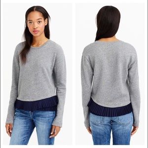 NWT J. CREW Ruffle Hem Sweatshirt in grey and navy